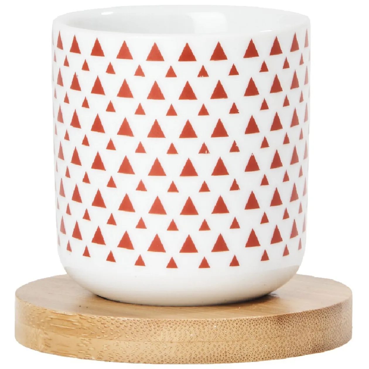 4 gobelets avec sous tasses en bois rouge et blanc