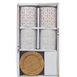 4 gobelets expresso avec sous tasse bois