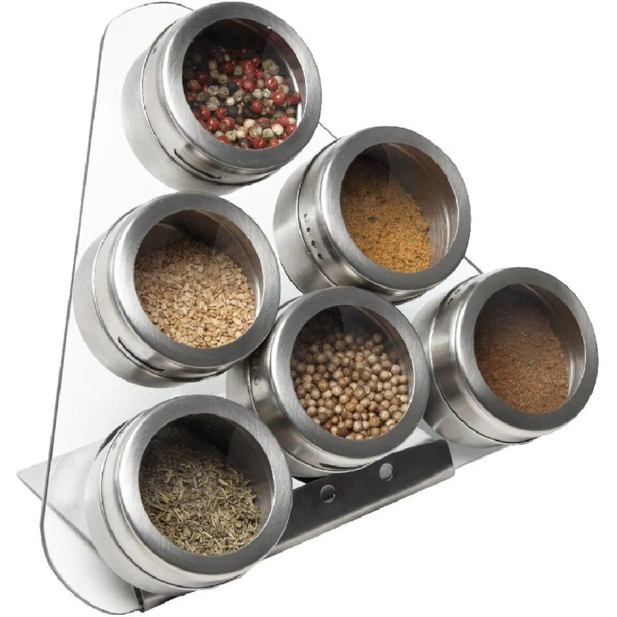 6 pots à épices avec support aimanté