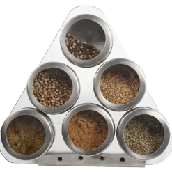 6 pots à épices avec support aimanté
