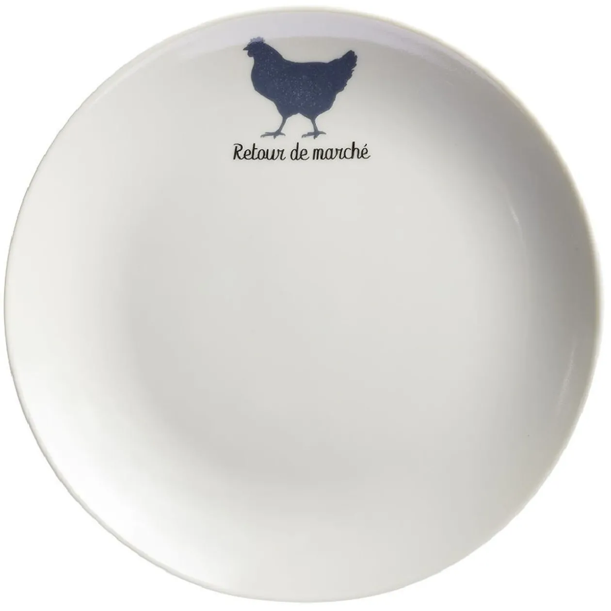 Assiette à dessert beige motif poule