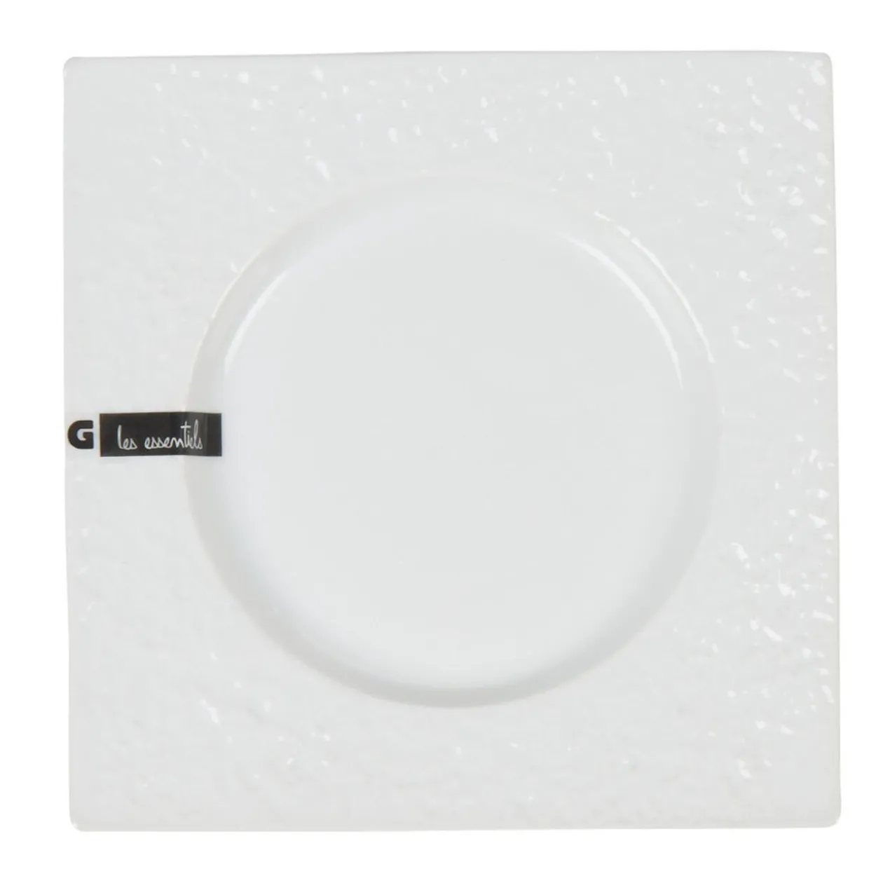 Assiette à dessert blanche carrée intérieur rond