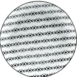 Assiette à dessert blanche motif ligne de croix noir