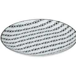 Assiette à dessert blanche motif ligne de croix noir