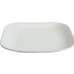Assiette à dessert carré en grès blanche