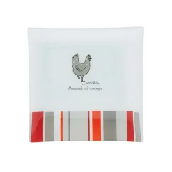 Assiette à dessert carrée design poule