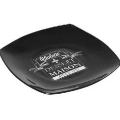 Assiette à dessert carrée noire design dessert maison