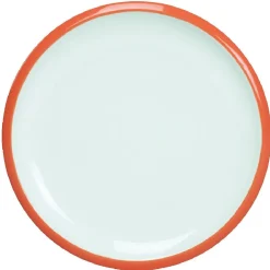 Assiette à dessert en faience contour bicolore