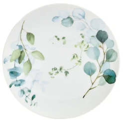 Assiette à dessert en porcelaine blanc et vert