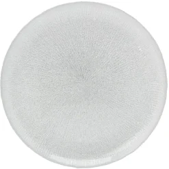 Assiette à dessert en verre strié gris argenté