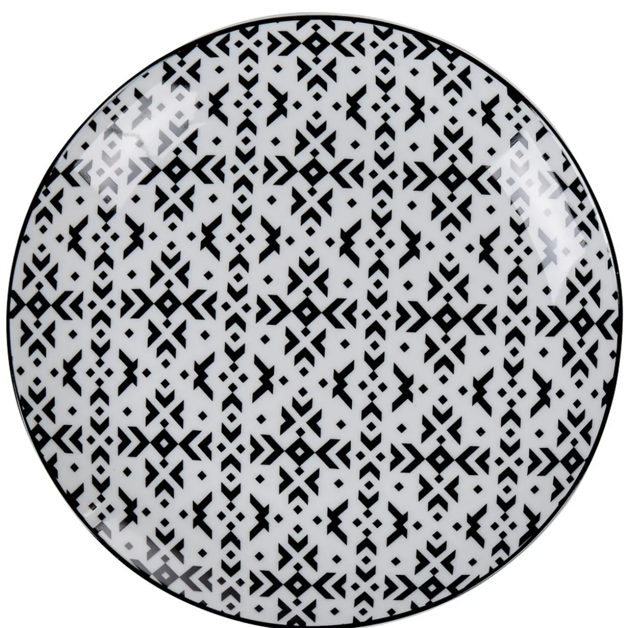 Assiette à dessert motif berbère noir et blanc
