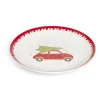 Assiette à dessert Noël porcelaine blanche motif voiture rouge Ø19cm