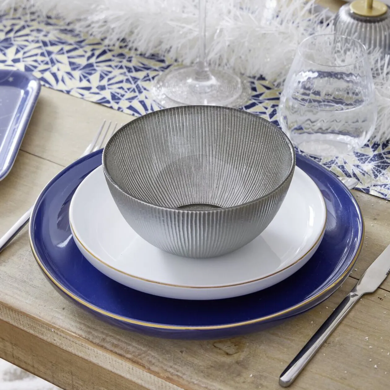 Assiette à dessert Oslo blanche bord doré Ø19cm