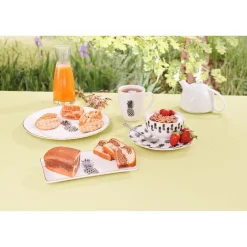 Assiette à dessert porcelaine blanche style tropical ananas