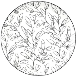 Assiette à dessert porcelaine motif feuillage noir blanc Ø19xH2cm