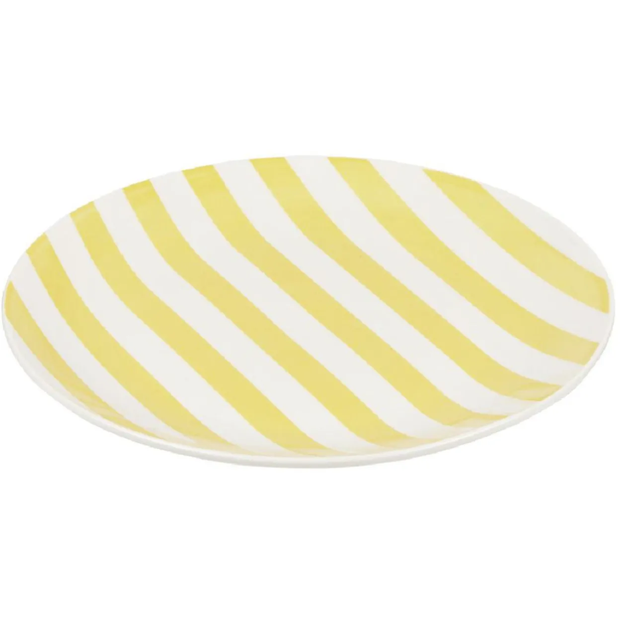 Assiette à dessert porcelaine rayure bicolore Ø16cm
