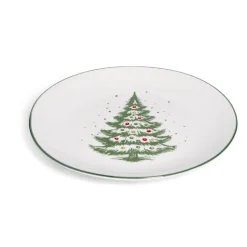 Assiette à dessert porcelaine blanche motif sapin de Noël Ø19cm