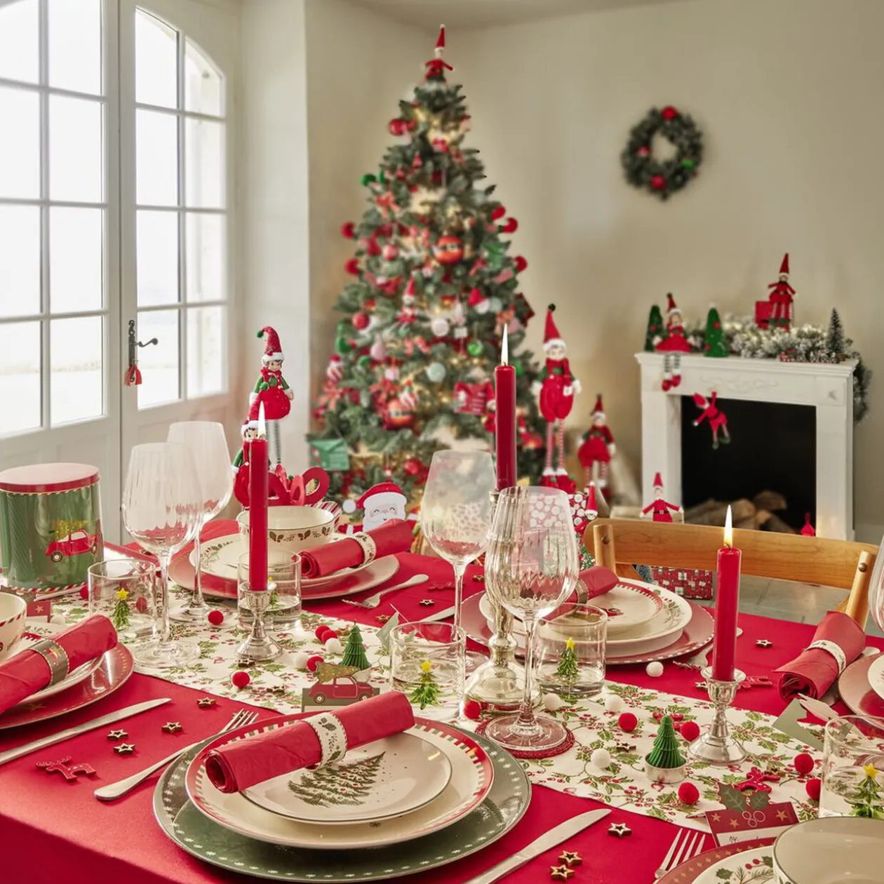 Assiette à dessert porcelaine blanche motif sapin de Noël Ø19cm