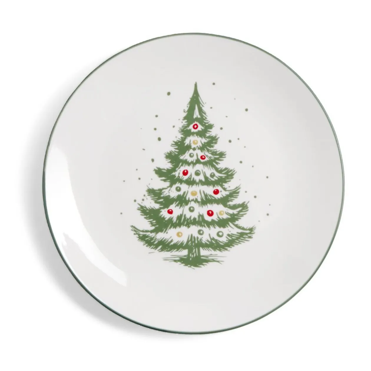 Assiette à dessert porcelaine blanche motif sapin de Noël Ø19cm