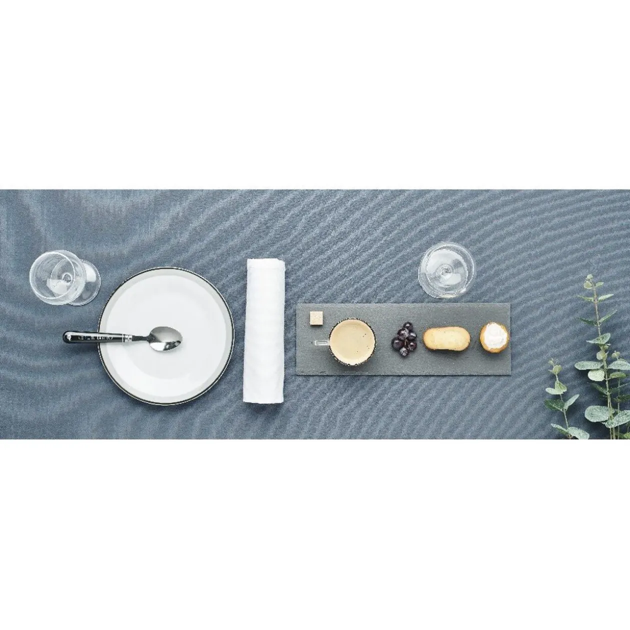 Assiette à dessert ronde blanche bordure gris noir Lizzy