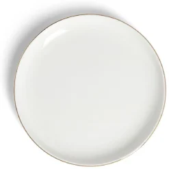 Assiette à dessert ronde blanc et doré Ø19cm porcelaine