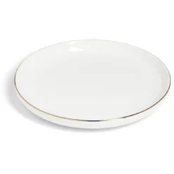Assiette à dessert ronde blanc et doré Ø19cm porcelaine