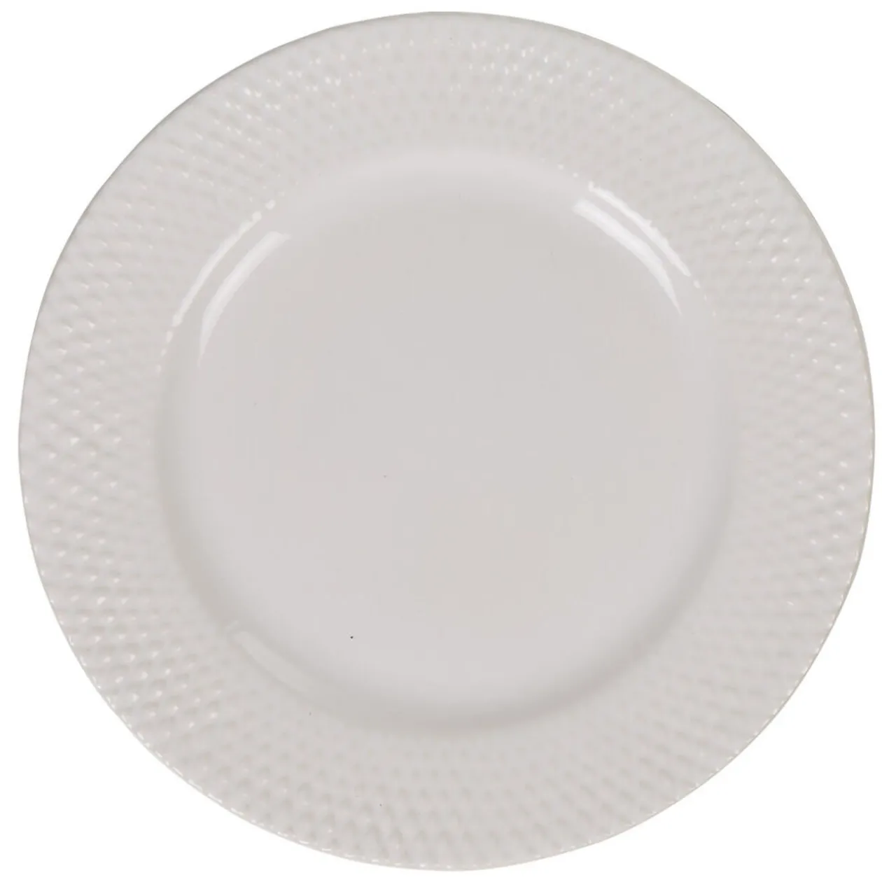 Assiette à dessert ronde céramique rebord embossé uni blanc