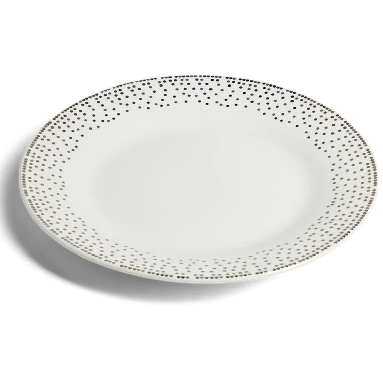 Assiette à dessert ronde Ø19cm porcelaine pois blanc et doré