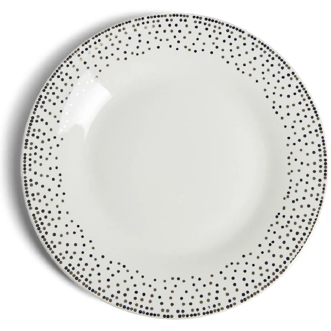 Assiette à dessert ronde Ø19cm porcelaine pois blanc et doré