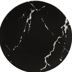 Assiette à dessert ronde décor marbre noir et blanc