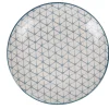 Assiette à dessert ronde motif géométrique bleu Urban