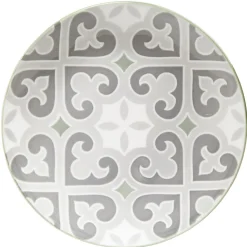 Assiette à dessert ronde motif carreau de ciment gris et blanc