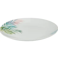 Assiette à dessert ronde porcelaine feuillage multicolore