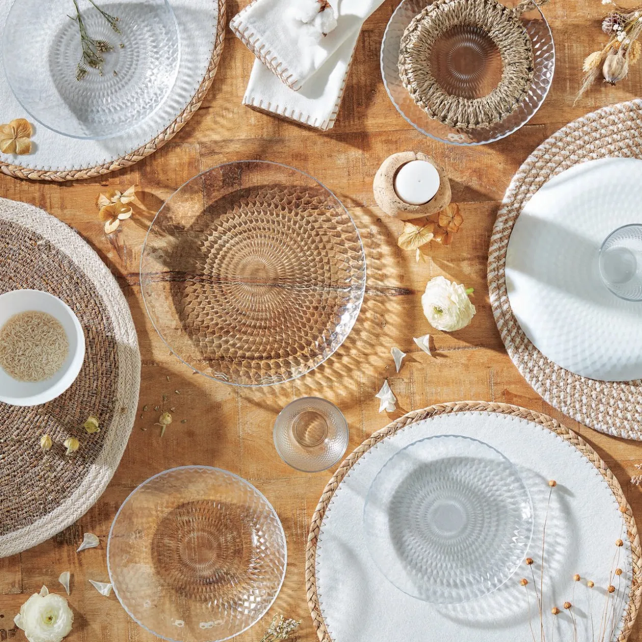 Assiette à dessert ronde Pampilles blanc transparent Ø 19 cm