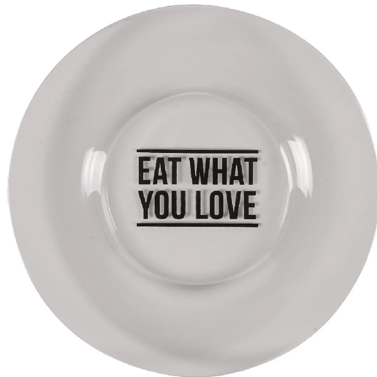 Assiette à dessert transparente design "eat what you love"