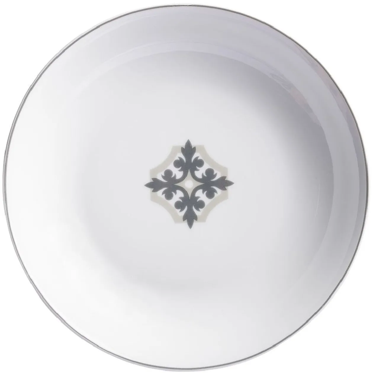 Assiette creuse blanche carreau de ciment motif flocon