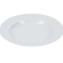 Assiette creuse blanche ronde aile damassée