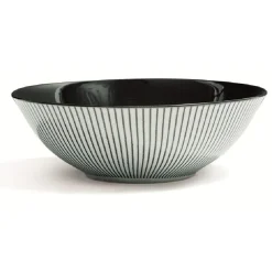 Assiette creuse en porcelaine décor rayures soleil