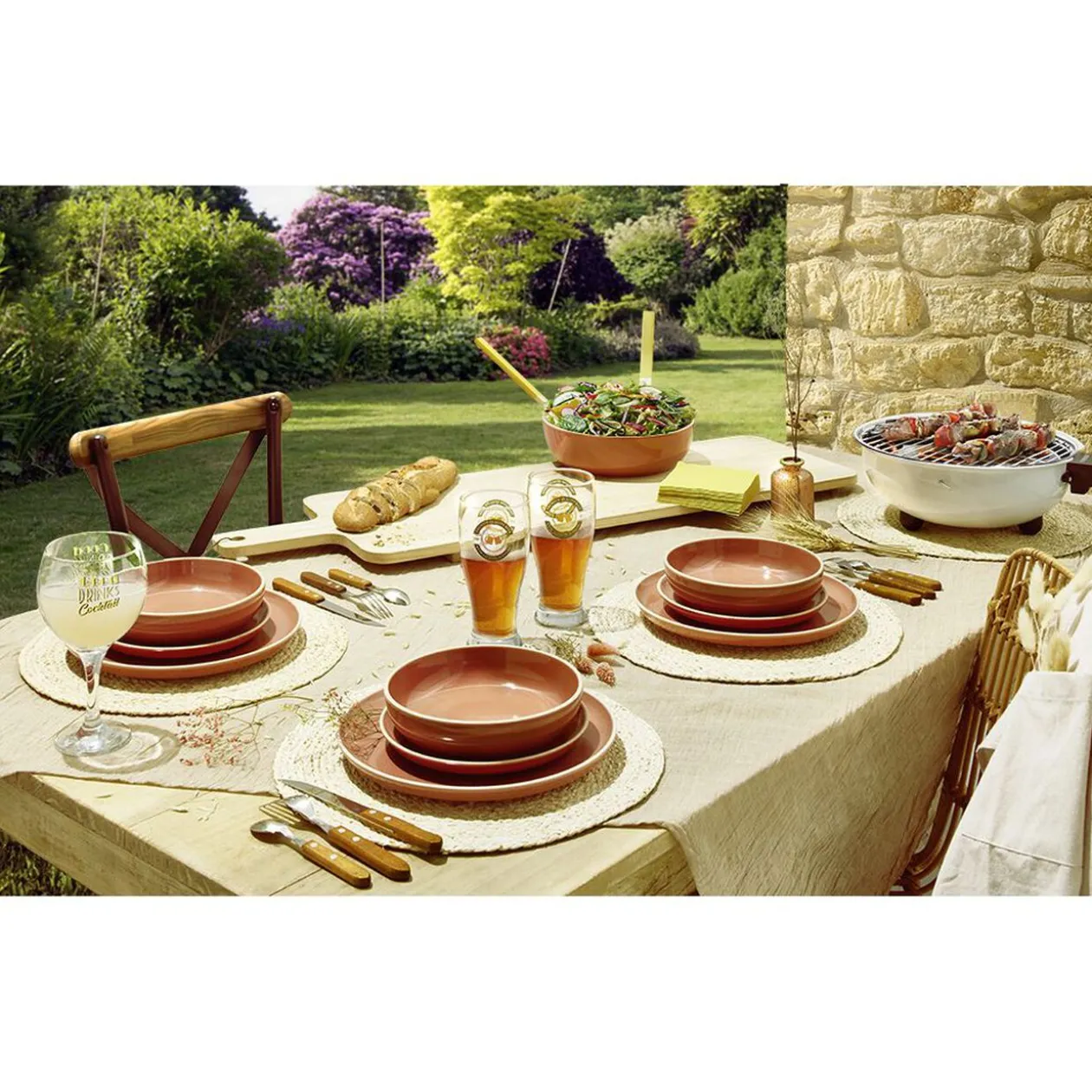 Assiette creuse faïence Terracotta avec liseré crème