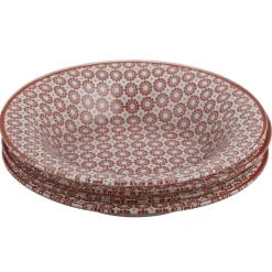 Assiette creuse Micro blanc et rouge fleurs à pois x4