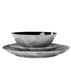 Assiette creuse motif marbre gris