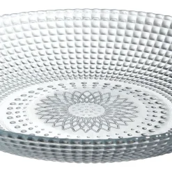 Assiette creuse ronde effet relief blanc transparent Ø21 cm