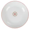 Assiette creuse ronde motif géométrique rouge gris campagne