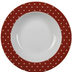 Assiette creuse rouge et blanc design coeurs