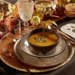 Assiette creuse verre transparent liseré noir Ø23cm