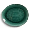 Assiette décore plate grès vert Ø28,5x24cm