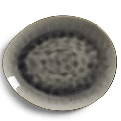 Assiette décore plate grès vert Ø28,5x24cm