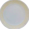 Assiette dessert blanche contour grains de riz jaunes