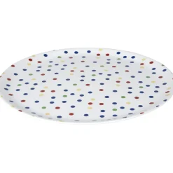 Assiette plastique blanche à pois multicolores