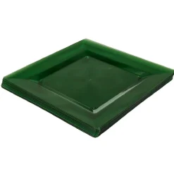 Assiette plastique plate carrée unie vert x 10